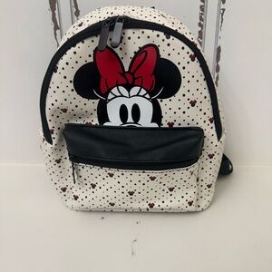 Minnie Mouse RED Bow White Mini Backpack 9 in x 11 in Two Pockets Disney